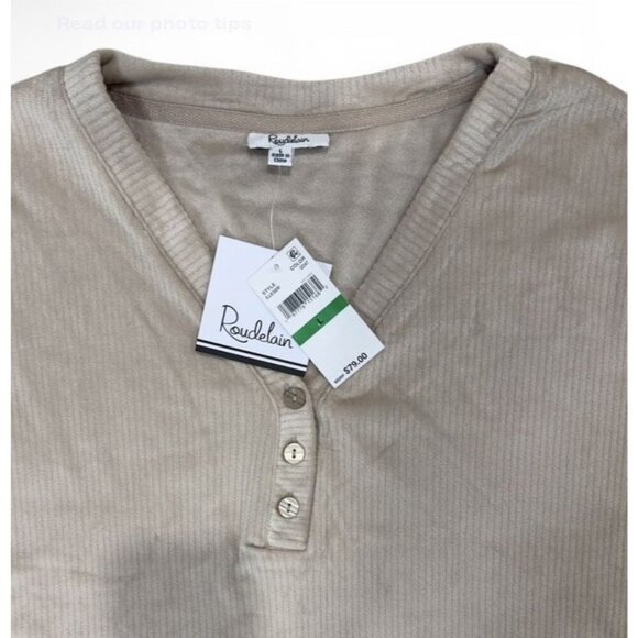 Roudelain Long Sleeve Ribbed Velour Pajama Set Goat Size L Soft Cozy - Picture 5 of 5